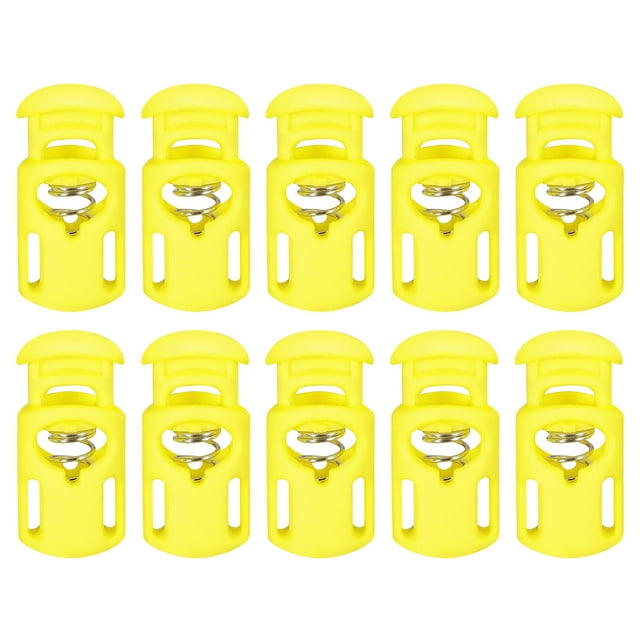 Unique Bargains 30Pack 5.5x3mm Cord Lock Plastic Single Hole Spring Toggle Stoppers, Yellow