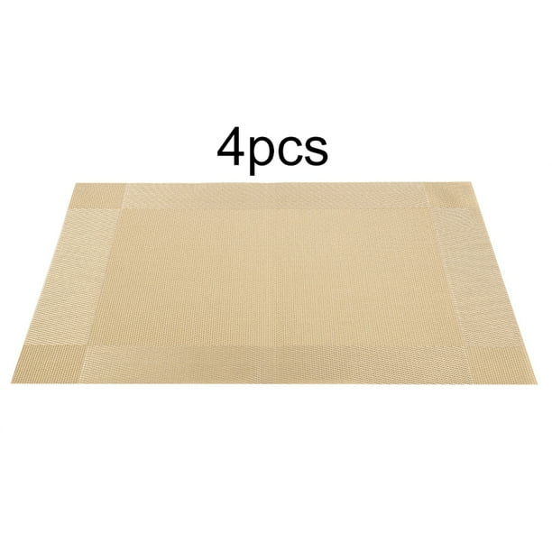 4 manteles individuales de PVC a la moda para mesa de comedor, posavasos, mantel (dorado)