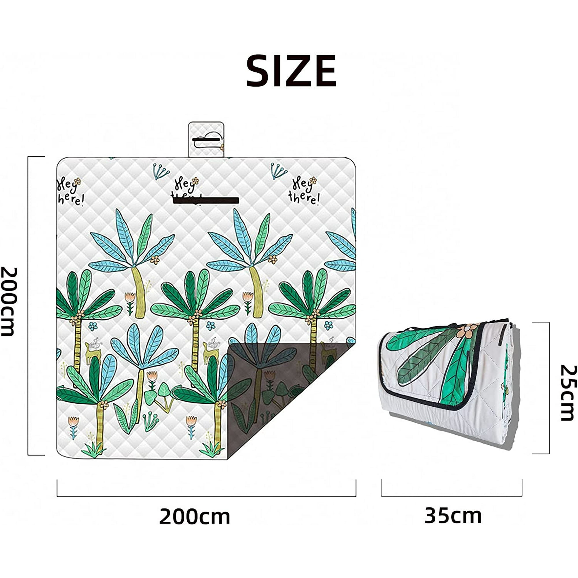 Dookuu Waterproof Picnic Blanket 200x200 Machine Washable Outdoor Beach Mat For 4 6 People Picnic Blanket With Handle Large Size 3 Layer Materials