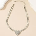 thumbnail image 6 of Heart Pendant Necklace for Women Gold Heart Choker Necklace Silver Rhinestone Chunky Cz Heart Necklaces Punk Cuban Link Chain Necklace Trendy Jewelry, 6 of 13