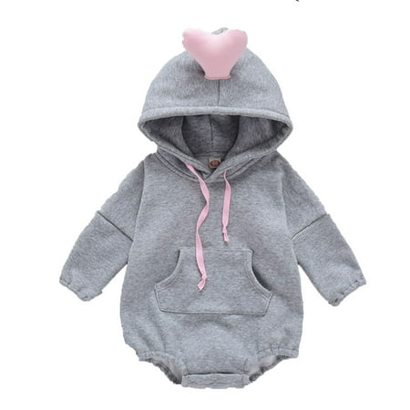 

Dadaria Baby Boys Girls Clothes Newborn Winter Outfits 0M-24M Newborn Winter Cartoon Windproof Coat Hooded Bodysuit Romper Clothes Gray 90 Toddler