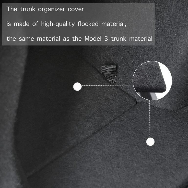 Tesla Model 3 Trunk Side Storage Bin with Carpeted Lid