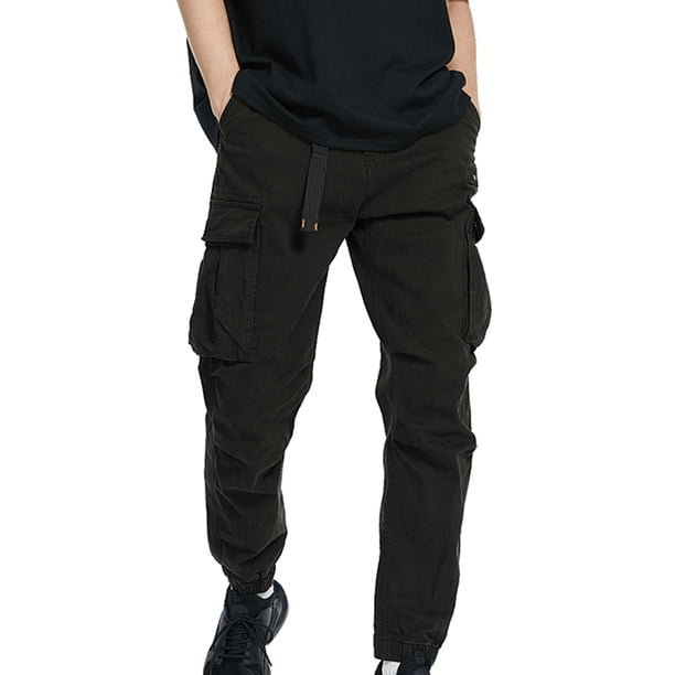 Puntoco Pantalones ajustados de longitud completa con bolsillos laterales y pies pequeños para hombre