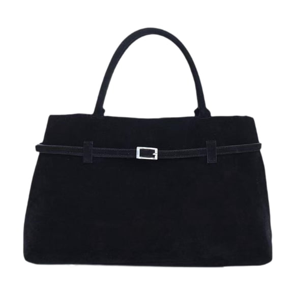 Bolsa de gamuza para mujeres Bolsa de mango superior Vintage de estilo vintage para vacaciones al aire libre Negro