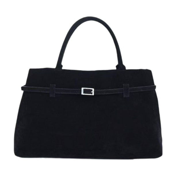Bolsa de gamuza para mujeres Bag Hobo HOMBLE SUDER PUSSO para VACACIONES ESCUELA de TRABAJO de VIAJES Negro