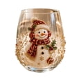 thumbnail image 2 of 3D Christmas Glass Art Cup, Christmas Decorative Glass Cup with Raised Tree Stocking Reindeer Snowman Wreath Santa Design, Stemless Holiday Glass for Coffee Juice Cocktails and Décor, 2 of 6