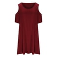 thumbnail image 1 of Yuyuzo Robes pour Femmes Grande Taille à Épaules Dénudées à Manches Courtes Col Ras du Cou Robe Mini Robe T-Shirt Décontractée avec Poches, 1 of 5