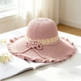 thumbnail image 2 of AirLoni Fisherman Hats For Women UV Protection Woven Hollow Breathable Large Brim Sun Hat Casual Formal Versatile Travel Outdoor Wide Brim Sun hat Bucket Hat Pink,One Size, 2 of 4