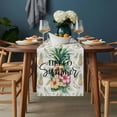 thumbnail image 2 of Pink Yellow Floral Table Runner - 60 Inch Long, Kitchen Dining Table Runner Dresser Scarves, Green Summer Botanical Pastoral Farmhouse Decor for Coffee Tables Wedding Party Banquet, 2 of 8