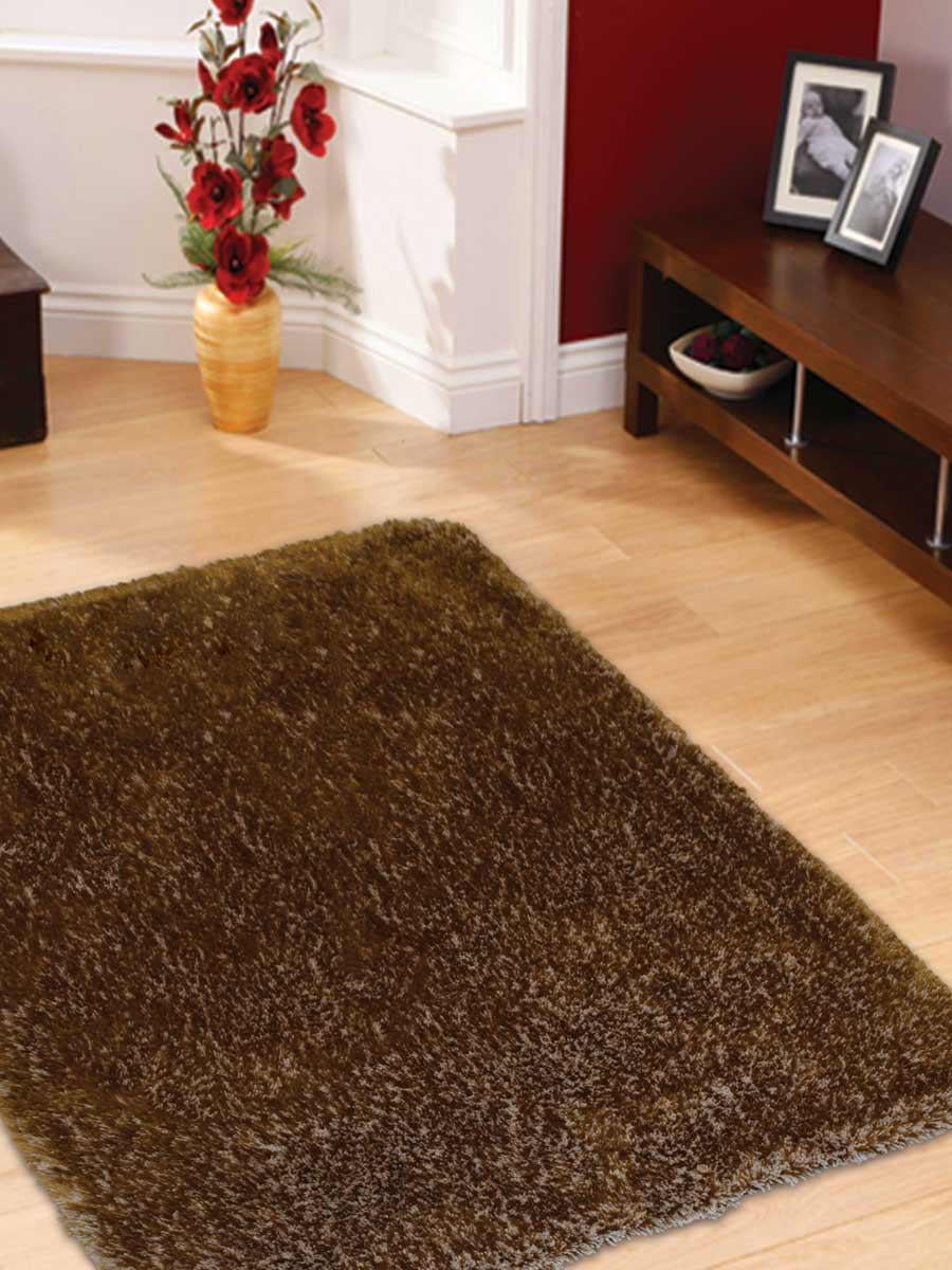 Rugsotic Carpets Hand Tufted Shag Polyester 8'x10' Area Rug Solid Gold