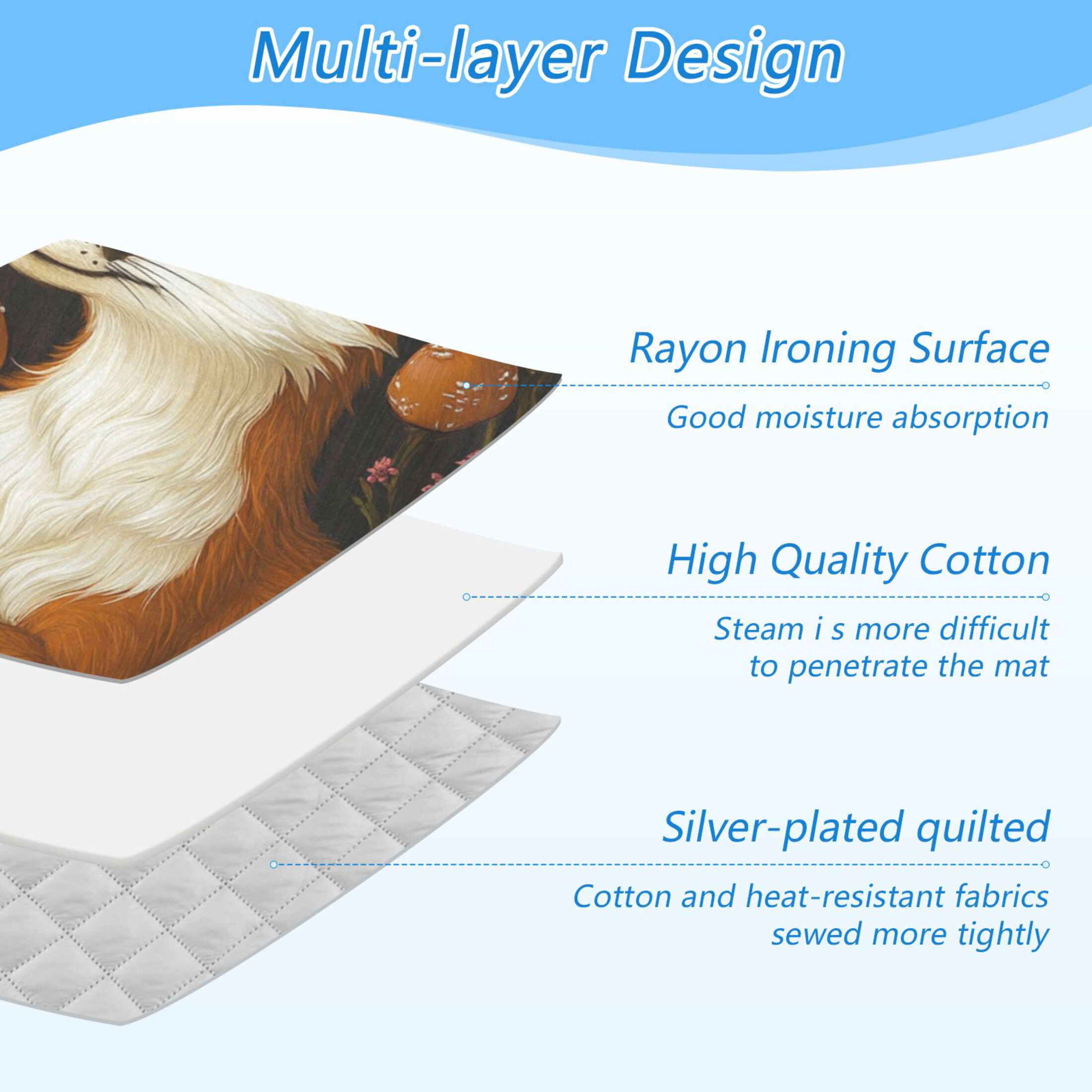 Cartoon Fox and Mushrooms Ironing Mat Blanket for Table Top Travel Portable Ironing Board Pad 47.2x27.6 Inch
