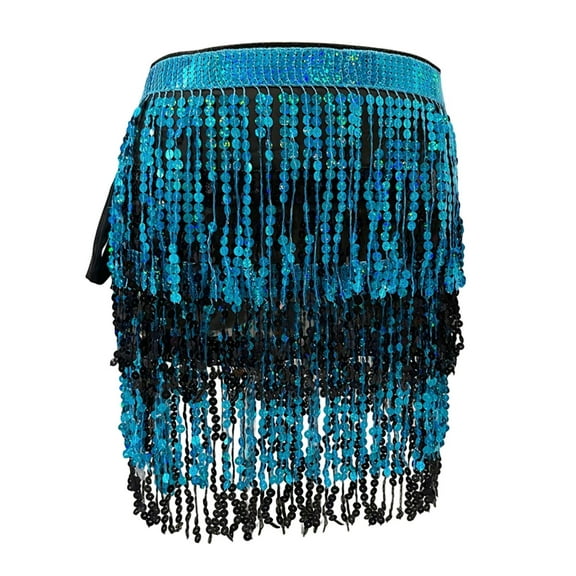Ediodpoh Carnival Sequin Skirt for Women Boho Fringe Tassel Belly Dance Scarf Rave Party Skirts Belts for Women and Girls Womens Skirts Blue One Size