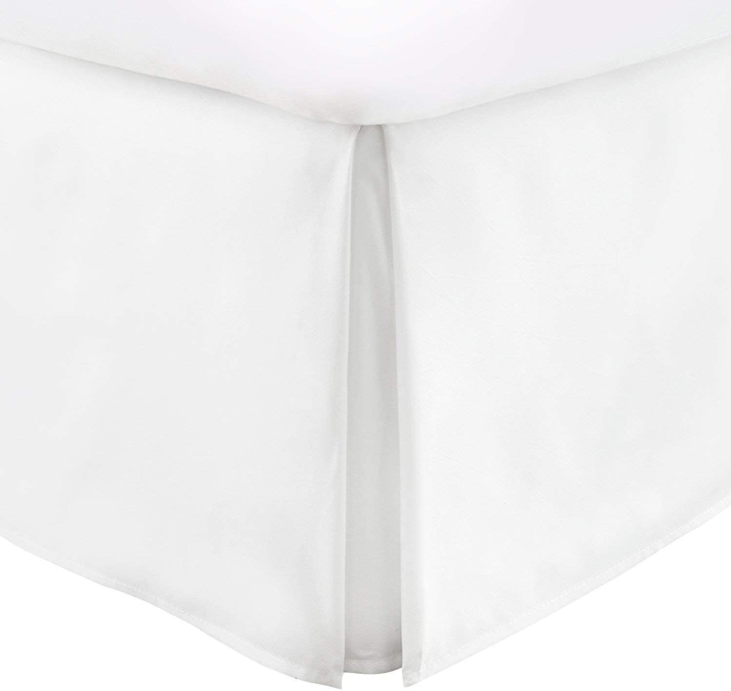 Box Pleated Split Corner Bed Skirt 15" Inch Drop,800 Thread Count 100% Egyptian Cotton Wrinkle and Fade Resistant Bed Skirt - Queen Size (60" x 80") White Solid