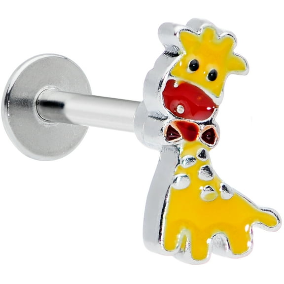 Body Candy Womens 16G 316L Stainless Steel Yellow Giraffe Labret Monroe Lip Ring Tragus Cartilage Stud 5/16"