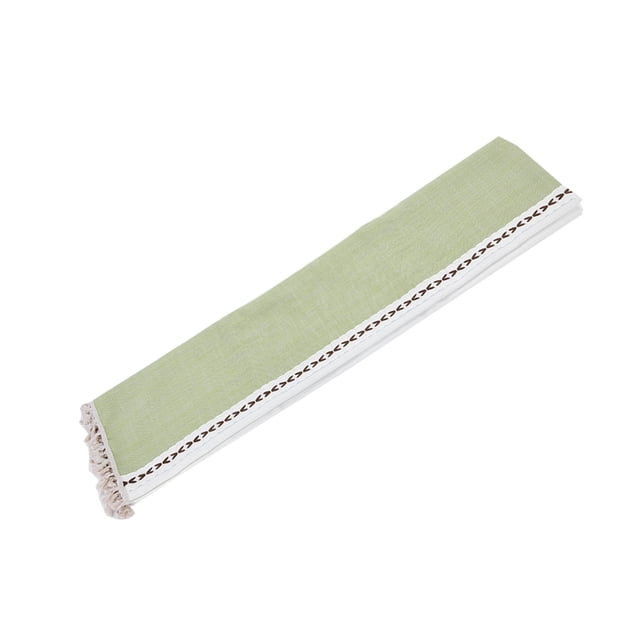 Tassel Cotton Linen Fabric Dust Proof Tablecloth Table Cover Tabletop Decoration(Green 55*55in)