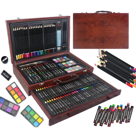 Art Supplies,143 PCS Art Set for Kids, Art Supplies Art Kits for Kids, Wooden Deluxe Painting Art Set, School Supplies Kit Coloring Drawing Case Gift for Teens Boys Girls 4  