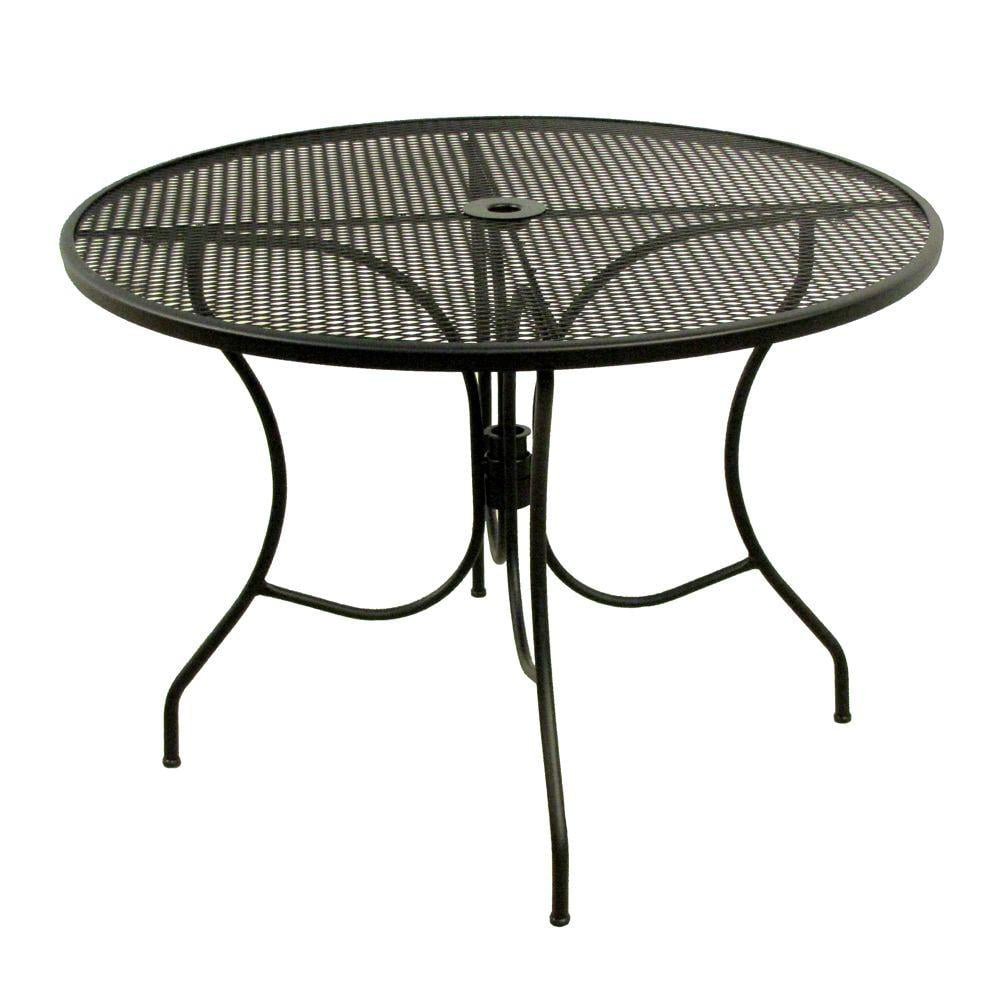 Metal Iron Mesh Patio Dining Table, Meadowcraft Fire Pit
