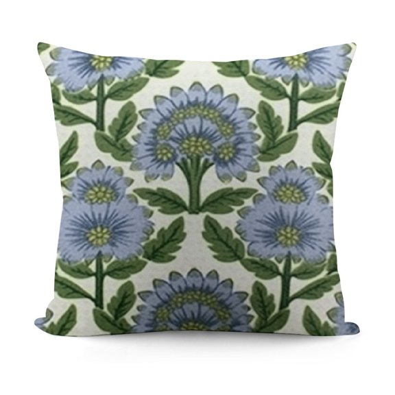 YINGXI Blue Floral Throw Pillow Covers Vintage Block Print Pillow Cases Flower Farmhouse Decorative Cushion Covers for Sofa Couch 12x12in