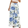 thumbnail image 3 of QATAINLAV Wide Leg Pants for Women Fashion Floral Print Boho Beach Pants Casual High Waisted Flowy Lounge Palazzo Trousers Multicolor S mother's day gifts, 3 of 7