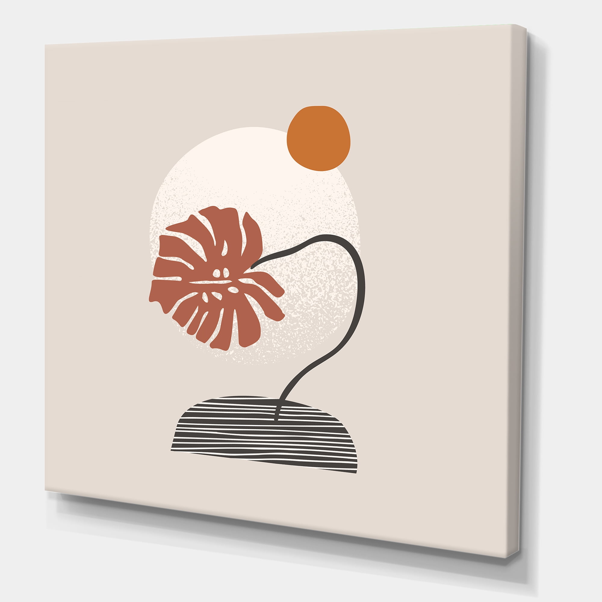 Abstract Geometry Shapes and Tropical Palm Leaf III 30 in x 30 in Painting Canvas Art Print, by Designart