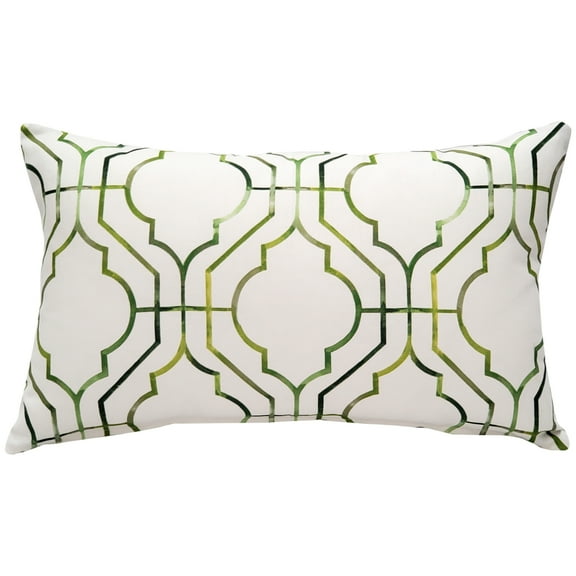 Biltmore Gate Green Throw Pillow 12x20 Cotton Rectangular Lattice Design