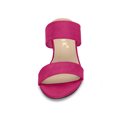 thumbnail image 2 of Women's Dual Straps Mid Chunky Heel Slide Sandals Hot Pink 9, 2 of 8