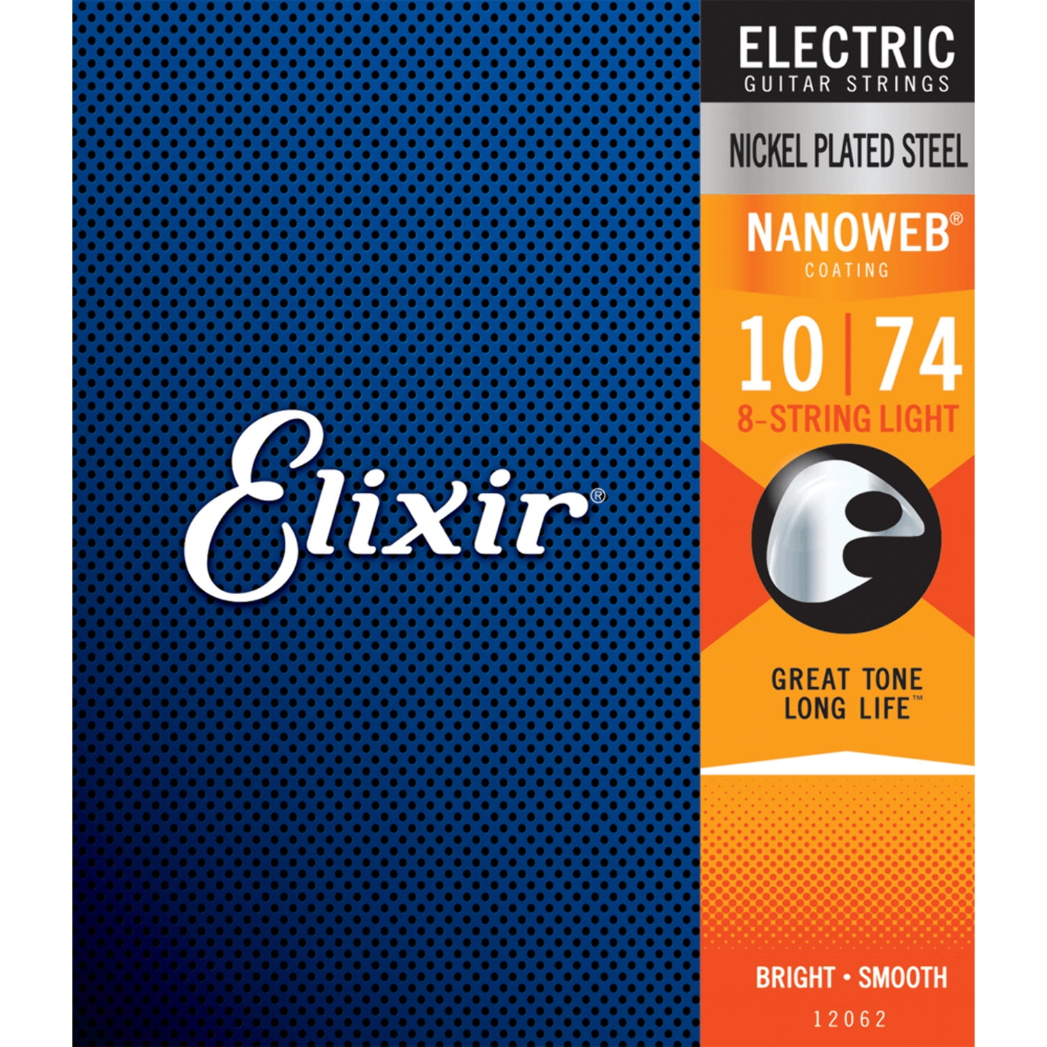 Elixir 8-String Electric Guitar Strings, NANOWEB, Light (.010-.074)