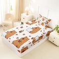thumbnail image 4 of Erosebridal Capybara Twin Sheet Sets For Capybara Lover,Red Cartoon Lovers Pattern Bedding For Kids Girls 3-Piece, 4 of 6