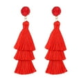 thumbnail image 2 of Boucles d'Oreilles Pompon pour les Femmes Boucles d'Oreilles Rouges en Couches Boucles d'Oreilles Bohèmes avec des Pierres Précieuses Irrégulières Déclaration Boucles d'Oreilles pour les Femmes, 2 of 11