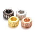 thumbnail image 2 of U8MO 10pcs Brass Micro Pave Cubic Zirconia Large Hole Rondelle Beads Spacer 8.5x4mm-Platinum, 2 of 2