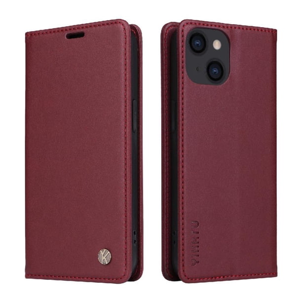 Funda para iPhone 13 Mini Estuche de Cuero PU Tipo Cartera con Ranuras para Tarjetas y Cierre Magnético