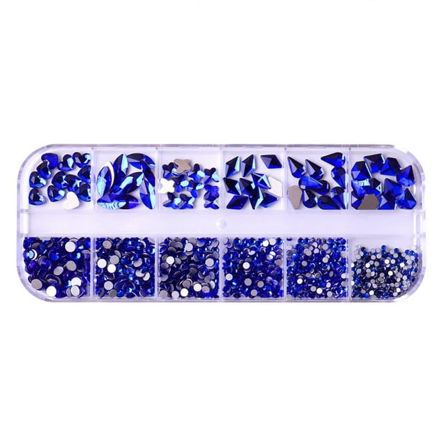 12 - Grids Nail Decorations Set with Butterfly and Heart Shape Flatback Nail Gems