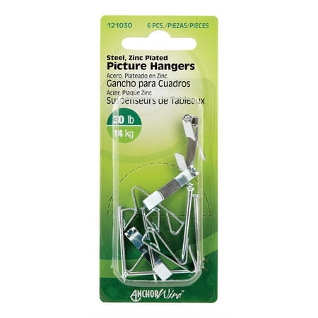 UPC 008236181340 product image for Hillman 121030 Conventional Picture Hangers Steel Zinc  30lb  6 Pack | upcitemdb.com