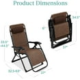 thumbnail image 3 of HYJY Oversized Zero Gravity Chair, Folding Outdoor Patio Recliner, XL Anti Gravity Lounger w/Removable Cushion, Cup Holder, Side Tray, 350lb Capacity - Woodland Brown, 3 of 9