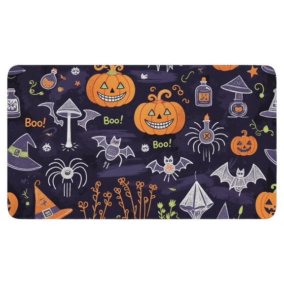 Evil Pumpkin Ghost Door Mat,Non-Slip Doormat Happy Halloween Mat 17x30 Inch Throw Rug for Room Winter Laundry