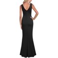 thumbnail image 2 of Vestido WOOSEA para mujer, sin mangas, cuello en V, dividido, negro, 2 of 2