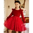 thumbnail image 6 of Arshiner Girls Fall Dress Toddler Tutu Velvet Tulle Winter Long Sleeve Formal Dresses, 6 of 11