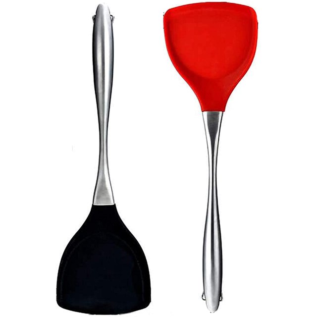 Espátula de silicona de 2 piezas, caucho antiadherente flexible premium resistente al calor de 600 °F, utensilio de cocina para cocinar/hornear Adepaton WMZL-803-2