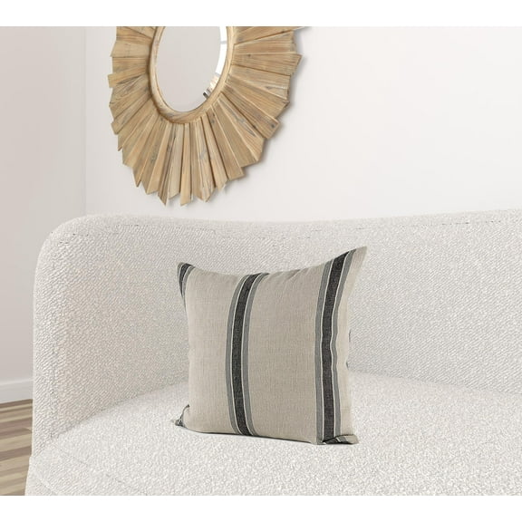 HomeRoots 392298 Striped Pillow Cover, Beige & Light Gray