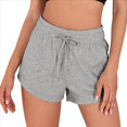 thumbnail image 3 of Pantalones Cortos Deportivos para Mujer con Bolsillos, de Algodón Francés, con Cordón Ajustable, para Hacer Ejercicio en Verano, Informales y Cómodos. Gris Plata M, 3 of 8