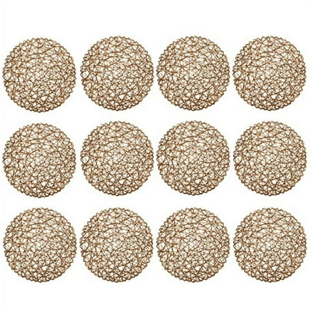 

Round Paper Woven Placemats Decorative Rope Mesh Place Mats for Dining Party and Wedding 12PCS