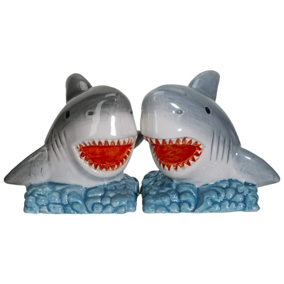 Pacific Giftware Sharks on The Sea Ceramic Salt and Pepper Shakers Set