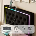 thumbnail image 5 of Twin Bed Frame with LED Headboard & Storage Drawers, Upholstered Platform Bed with 4 Drawers, Charging Station, No Box Spring Needed, Black, 5 of 10