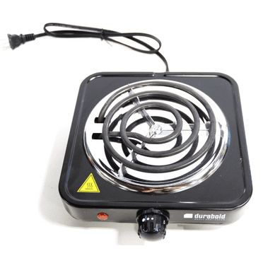 Single Electric Burner 1000W Portable Hot Plate Cast-Iron 7in by Durabold USA, Black