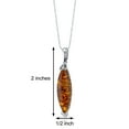 thumbnail image 2 of PEORA Genuine Baltic Amber Drop Pendant Necklace for Women 925 Sterling Silver, Rich Cognac Color, Designer Gallery Marquise Shape, with 18 inch Chain, 2 of 3
