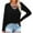 Black1, variant on Lmnyox Long Sleeve Casual Tee for Women Loose Criss Cross V Neck Trendy T Shirt Fashion Basic Plain Shirts