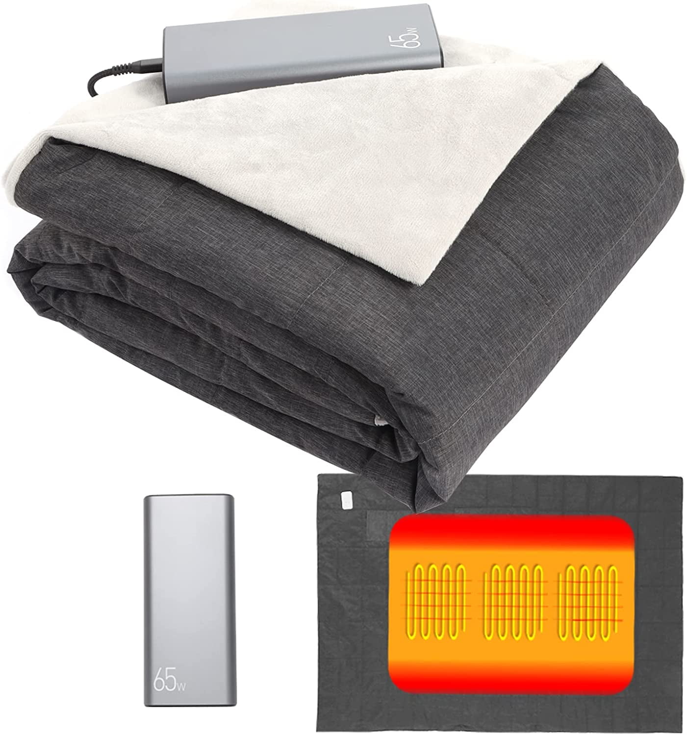Portable Heated Blanket Battery Operated, Cordless Heated Throw Blanket