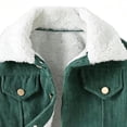 thumbnail image 4 of Kids Corduroy Jacket, Fleece Lined Collar Button Down Coat, Thick Warm Casual Outerwear For Kids Green 3-4Years, 4 of 5