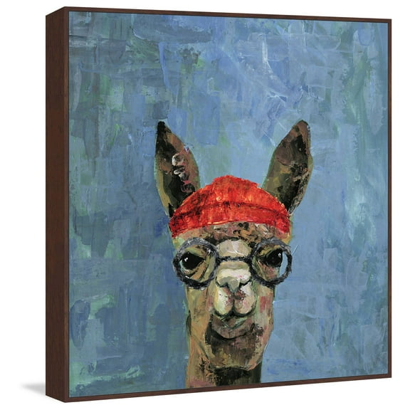 Hipster Llama Floater Framed Painting Print on Canvas