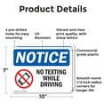 thumbnail image 2 of (2 Pack) No Texting While Driving OSHA Notice Sign 10 Inch X 7 Inch Plastic Sign, Weather Resistant, UV Protected for Workplace, Business, and Construction Site, Made in the USA, 2 of 8
